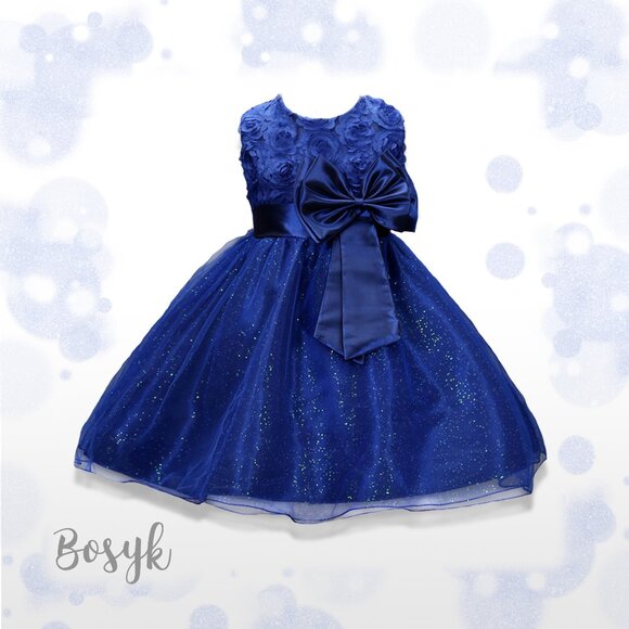 Rain of Flower Dress- Royal Blue-Dress for Girls-Elegant Dress for Girls - Picture 1 of 2
